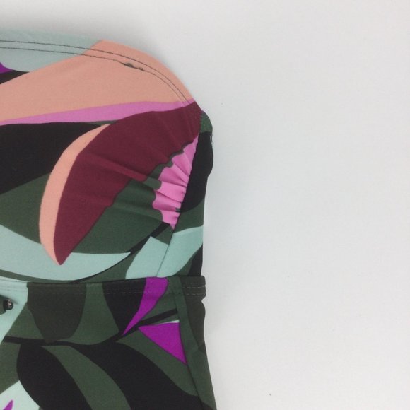 Hula Honey Green Swim Top Size Medium Tankini Tropical Print Lace Up Strapless - Picture 6 of 8